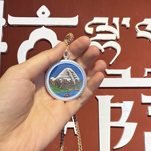 喜玛岚原创 冈仁波齐精美雪山风景圆形金属吊坠纪念礼品挂件