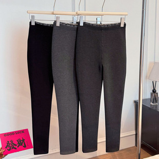 字母腰发财裤 正版 女棉鲨鱼裤 miu系灰色无缝打底裤 女 蛋白绒云朵裤