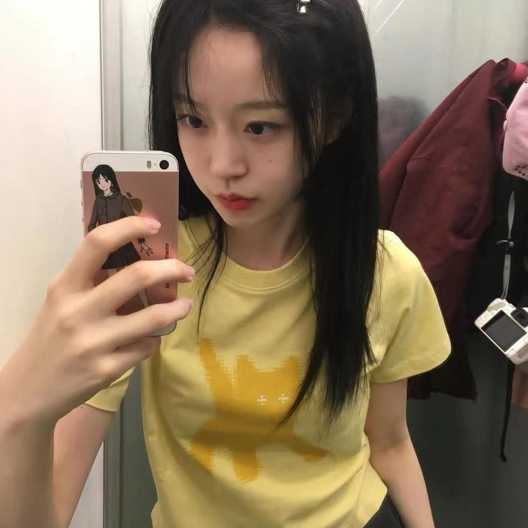 原单韩国镭射镜炸毛猫咪印花100%棉短款圆领短袖休闲女士T恤