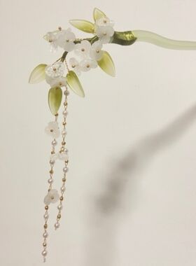发簪醋酸琉璃古风流苏竹叶花花