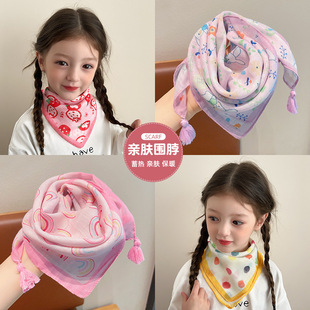 儿童护颈小丝巾三角巾男孩女童防风保暖围巾秋冬季宝宝围脖小方巾