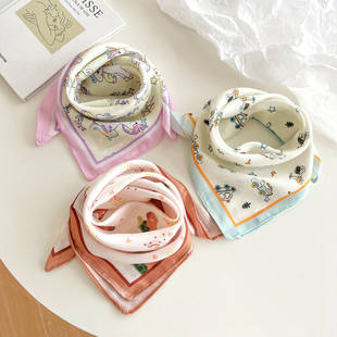 儿童护颈小丝巾宝宝淑女休闲风优雅清甜美秋冬款薄款丝巾女童婴儿