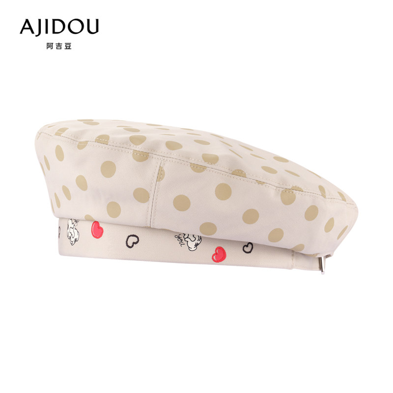 AJIDOU阿吉豆女帽玩趣迪士尼系列时尚波点贝雷帽可爱圆帽