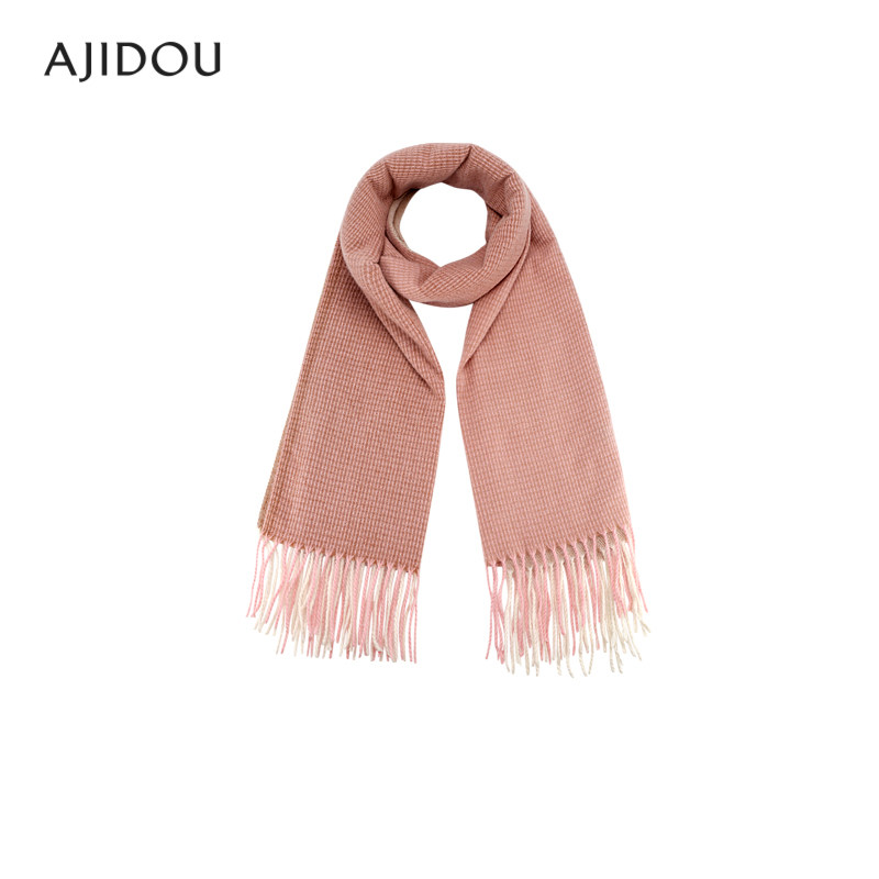 AJIDOU阿吉豆围巾女时尚优雅保暖针织毛线经典百搭时尚款围脖披肩