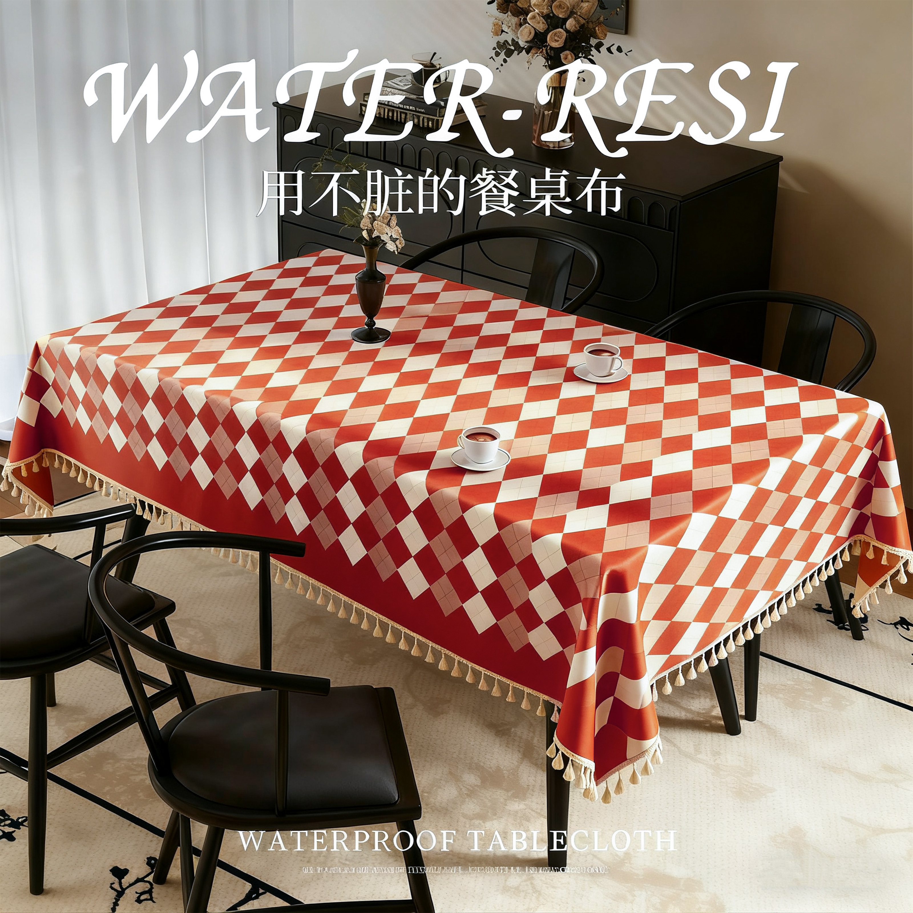 红色tpu加厚餐桌茶几台面防污布