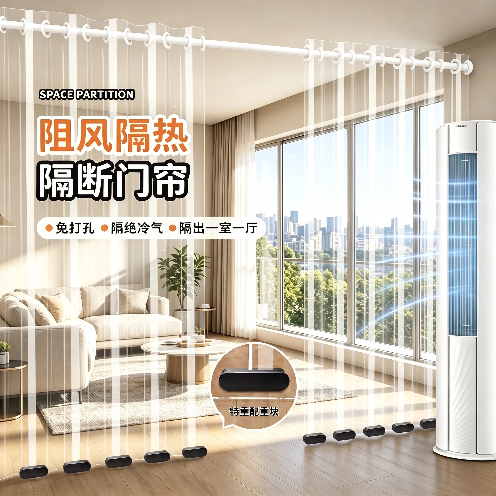 【空调门帘】家用防走冷隔断帘图片