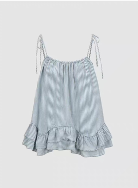 2026夏季新款女装都市摩登荷叶边吊带衬衫UYU26005
