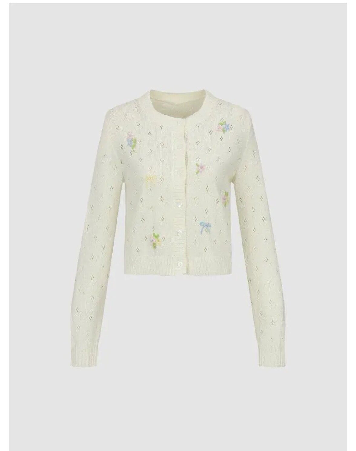 SHampUR2026春季新款女装都市碎花刺绣镂空肌理针织开衫UYU960021