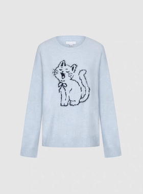 2025冬季新款女装休闲趣味猫咪图案宽松针织衫UYY950142