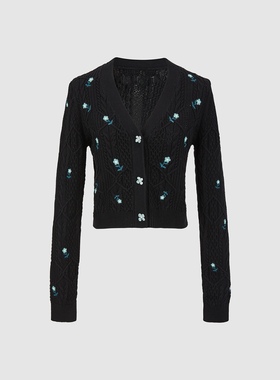 2025春季新款女装复古碎花针织开衫女学院风外套UYV950052