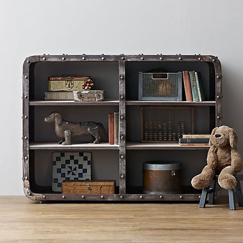 美式铁柜小饰品架铁皮柜资料柜子书柜复古书架置地办公室店面装饰
