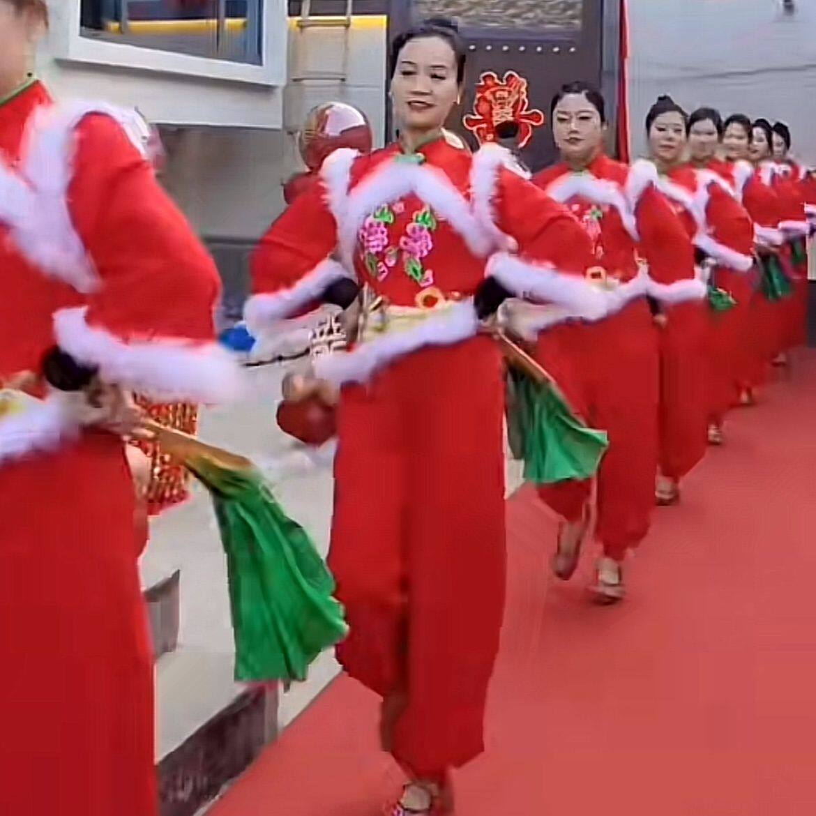 曲沟辣妈秧歌服女冬季演出服新款民族舞蹈打鼓扇子舞广场喜庆套装