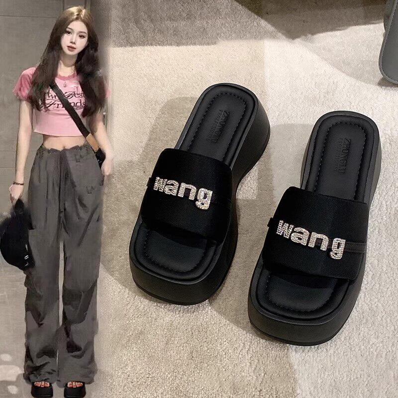 日本GP高级感罗马凉拖配裙子厚底黑色拖鞋女夏季外穿晚风松糕凉鞋