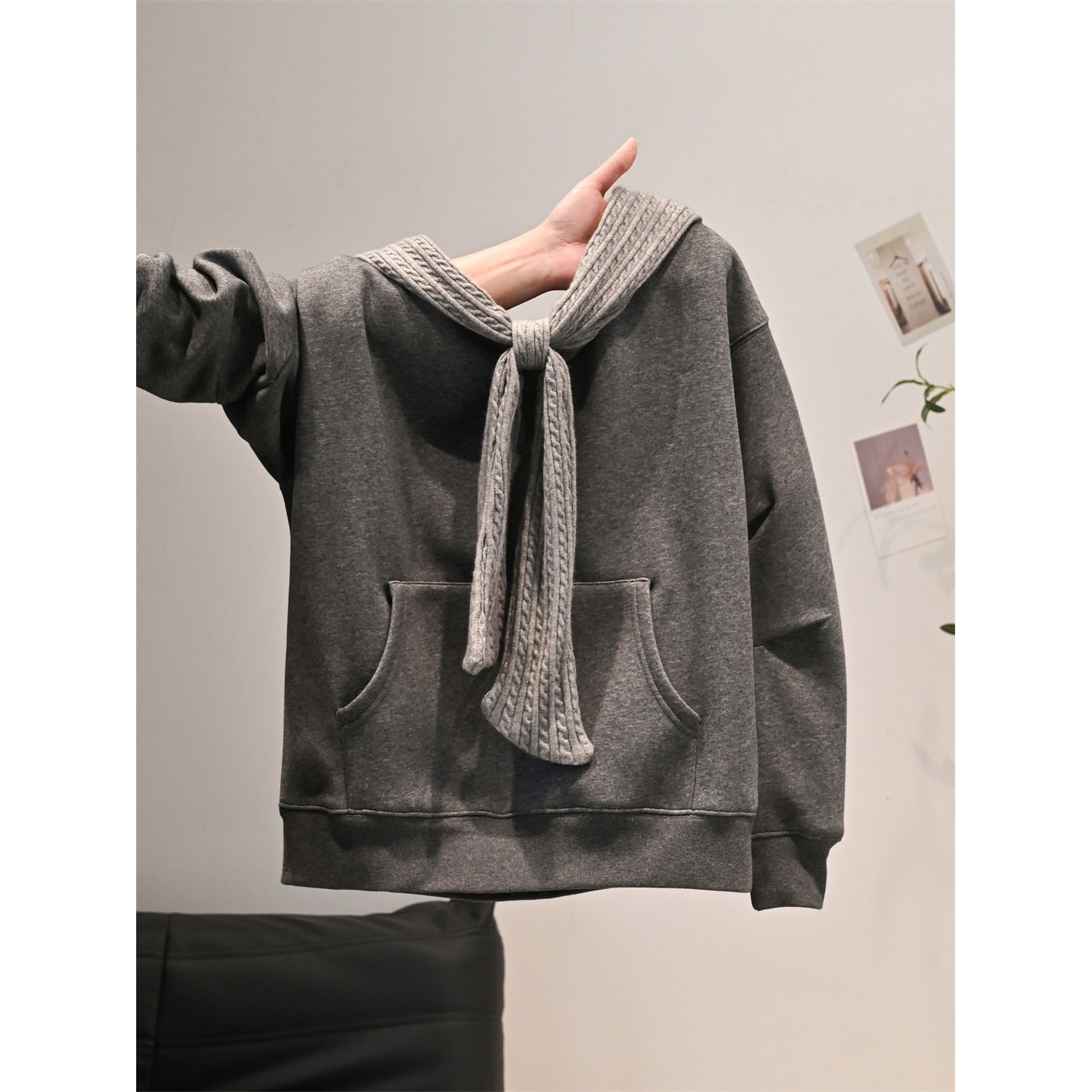 日本OFFCAT美式复古蝴蝶结绑带一字肩卫衣女秋冬高级小众设计感休,流行男鞋,休闲板鞋,淘宝优惠券,粉丝福利购,淘宝优惠卷