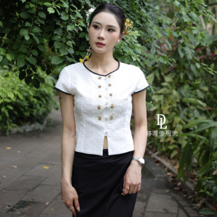夏季 上衣套装 女短袖 茶服气质温柔 款 纳哆哩傣傣族服装 西双版 新中式