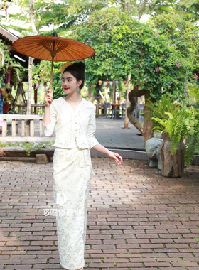 西双版纳傣族服装女套装秋冬款生活装工作拍照小香风上衣长裙温柔