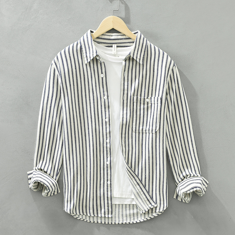 方领长袖休闲纯棉气质款