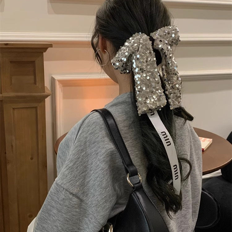韩国亮片蝴蝶结飘带大肠发圈2025新款高级感气质百搭后脑勺头绳女,饰品/流行首饰/时尚饰品新,发饰,淘宝优惠券,粉丝福利购,淘宝优惠卷