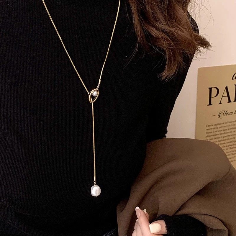 秋冬复古珍珠项链女款2025新款长款毛衣链气质高级感轻奢毛衣配饰