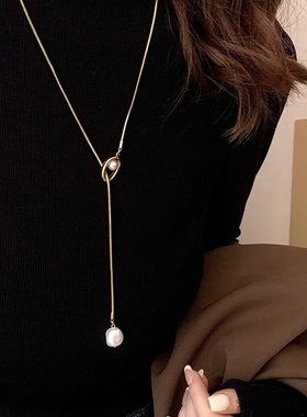 秋冬复古珍珠项链女款2025新款长款毛衣链气质高级感轻奢毛衣配饰