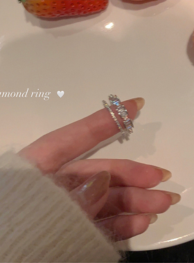 精致锆石双层戒指女ins潮轻奢