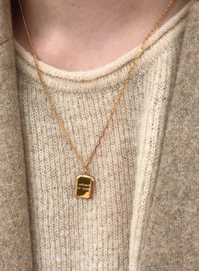 方糖巧克力钛钢项链小众设计感