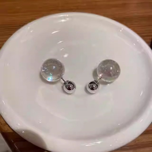 梦幻炫彩透明玻璃球珍珠耳钉女小众轻奢优雅时尚精致百搭耳环耳饰,饰品/流行首饰/时尚饰品新,耳钉,淘宝优惠券,粉丝福利购,淘宝优惠卷