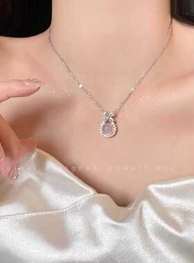 吊坠蝴蝶结小众猫眼石轻奢项链