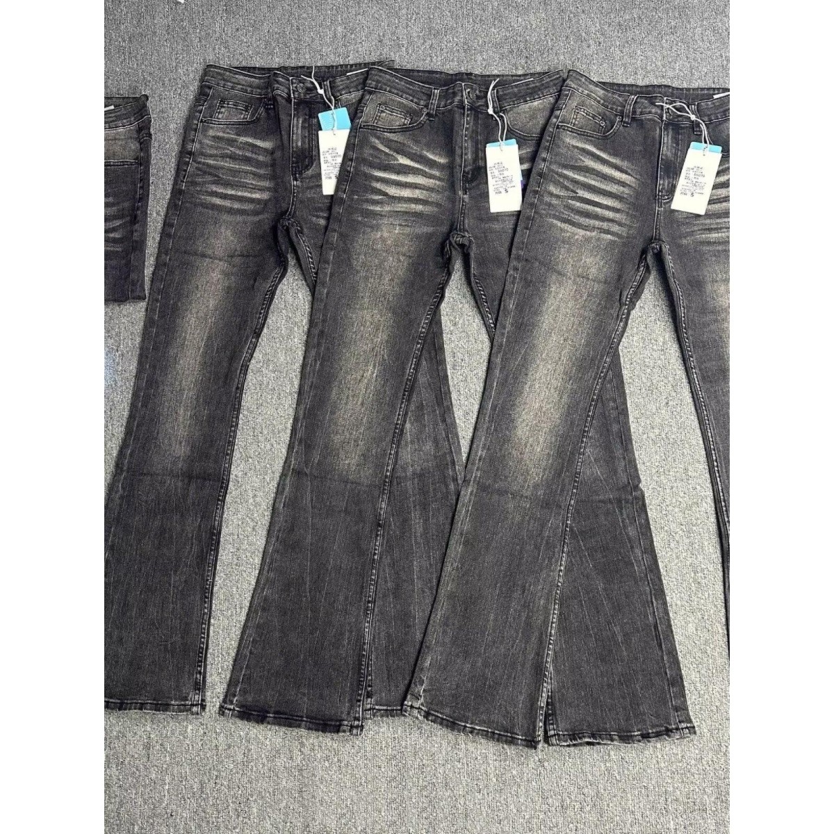 美式高街vibe风水洗黑色微喇叭牛仔裤直筒修身垂坠感裤子潮流男女