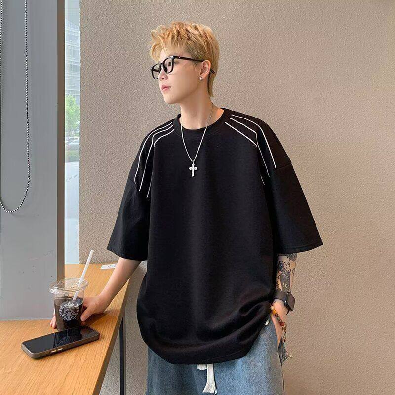 索罗娜短袖T恤男女夏季新款潮牌宽松设计感半袖百搭情侣休闲上衣