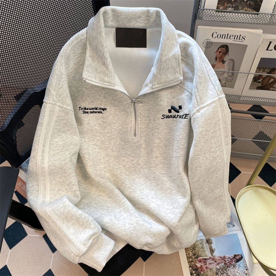 重磅美式高街宽松连帽卫衣男生秋冬季字母刺绣青少年上衣外套潮