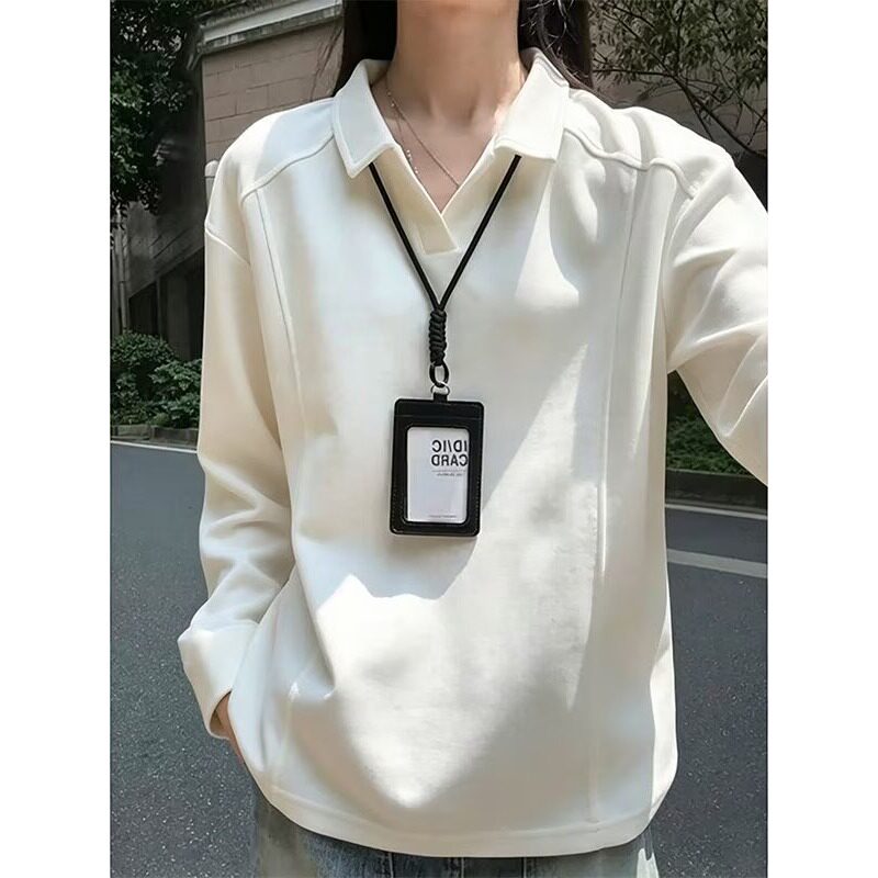 美式基础款白色polo衫女男款夏季重磅正肩翻领T恤学院风半袖上衣