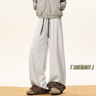 抽绳拖地弯刀阔腿裤加绒欧洲站春秋卫裤新款欧货男直筒休闲裤子潮