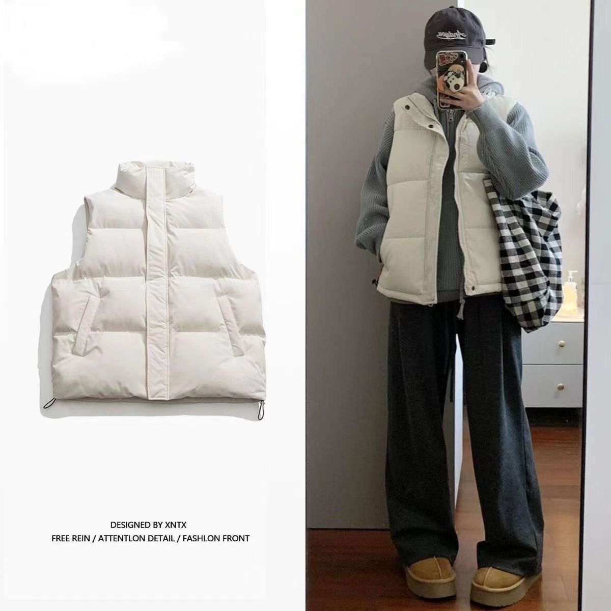 美式冬季棉马甲男女加厚保暖棉服外套复古韩版潮宽松情侣棉袄外套