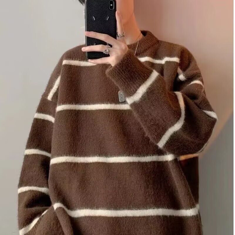 秋冬加厚毛衣男韩版潮流宽松日系针织衫冬季ins港风慵懒线衣外套