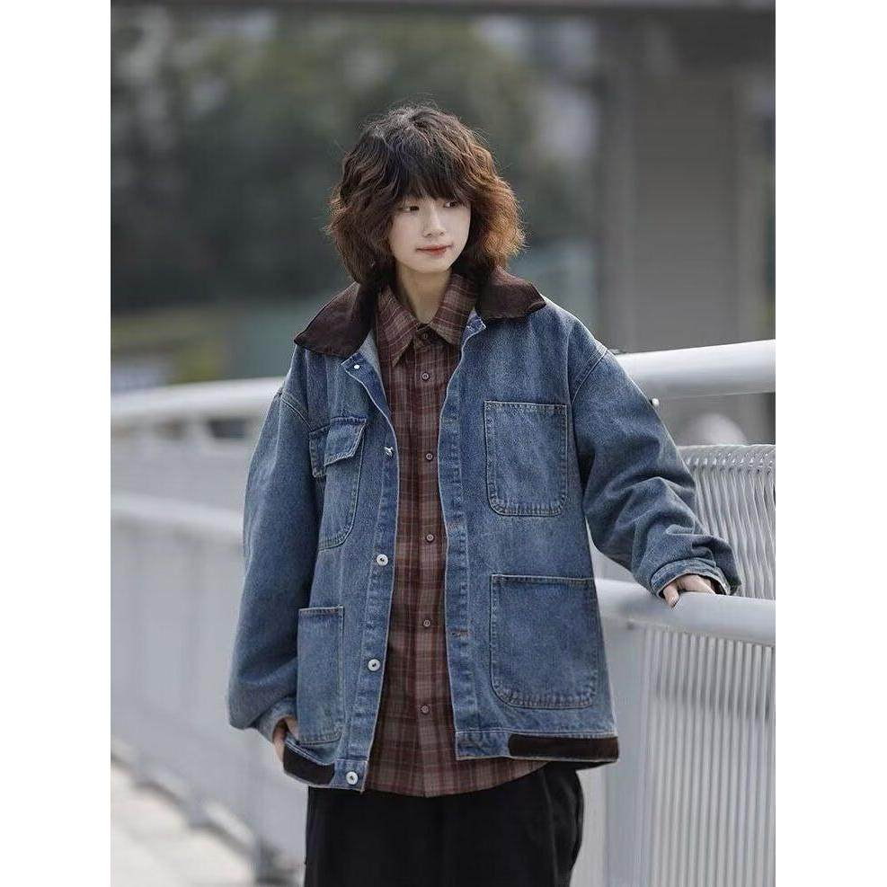 复古气质牛仔外套男女短款2026春秋宽松百搭休闲小个子夹克上衣