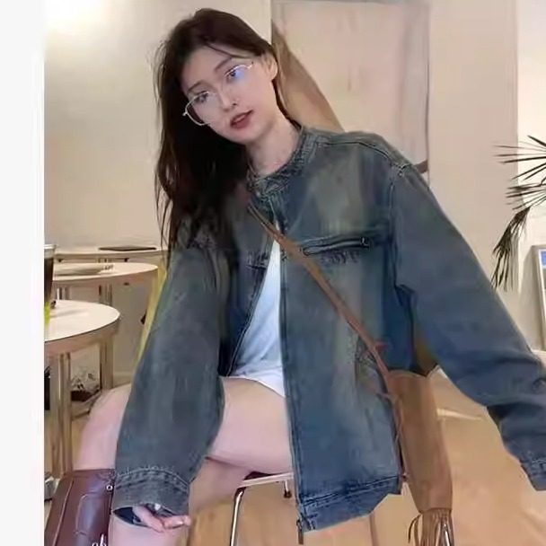 牛仔外套男春秋款水洗做旧痞帅高级感设计潮牌欧美街头飞行员夹克