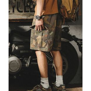 潮牌复古迷彩工装 男夏季 裤 男宽松大码 美式 度假沙滩五分裤 休闲短裤