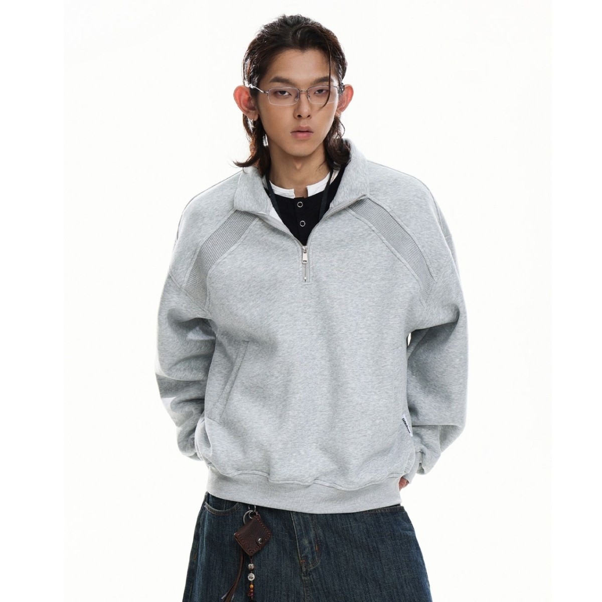 美式boxy重磅廓形连帽卫衣男女冬季高街宽松保暖拉链开衫外套