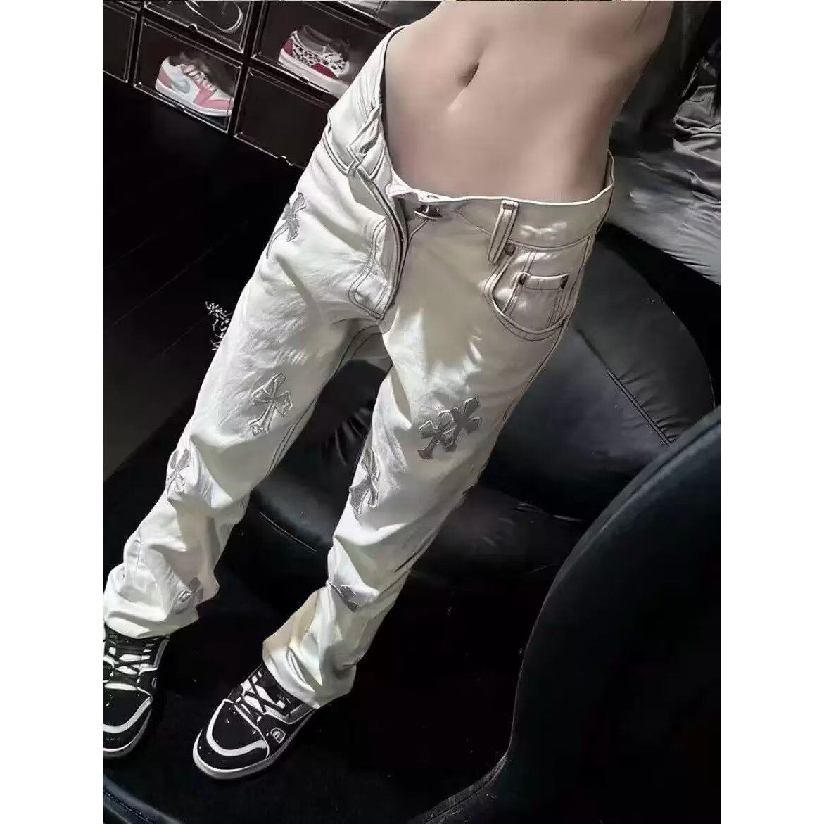 男生白色牛仔裤男款破洞2026新款休闲裤子男夏季薄款修身小脚弹力