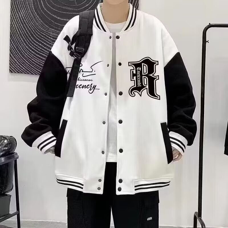 美式棒球服外套男生春秋季新款港风帅初高中生潮流圆领刺绣夹克装