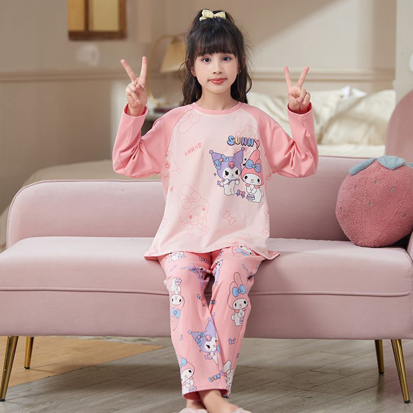 女童睡衣2026新款春秋季纯棉长袖薄款儿童套装女孩大童亲子家居服