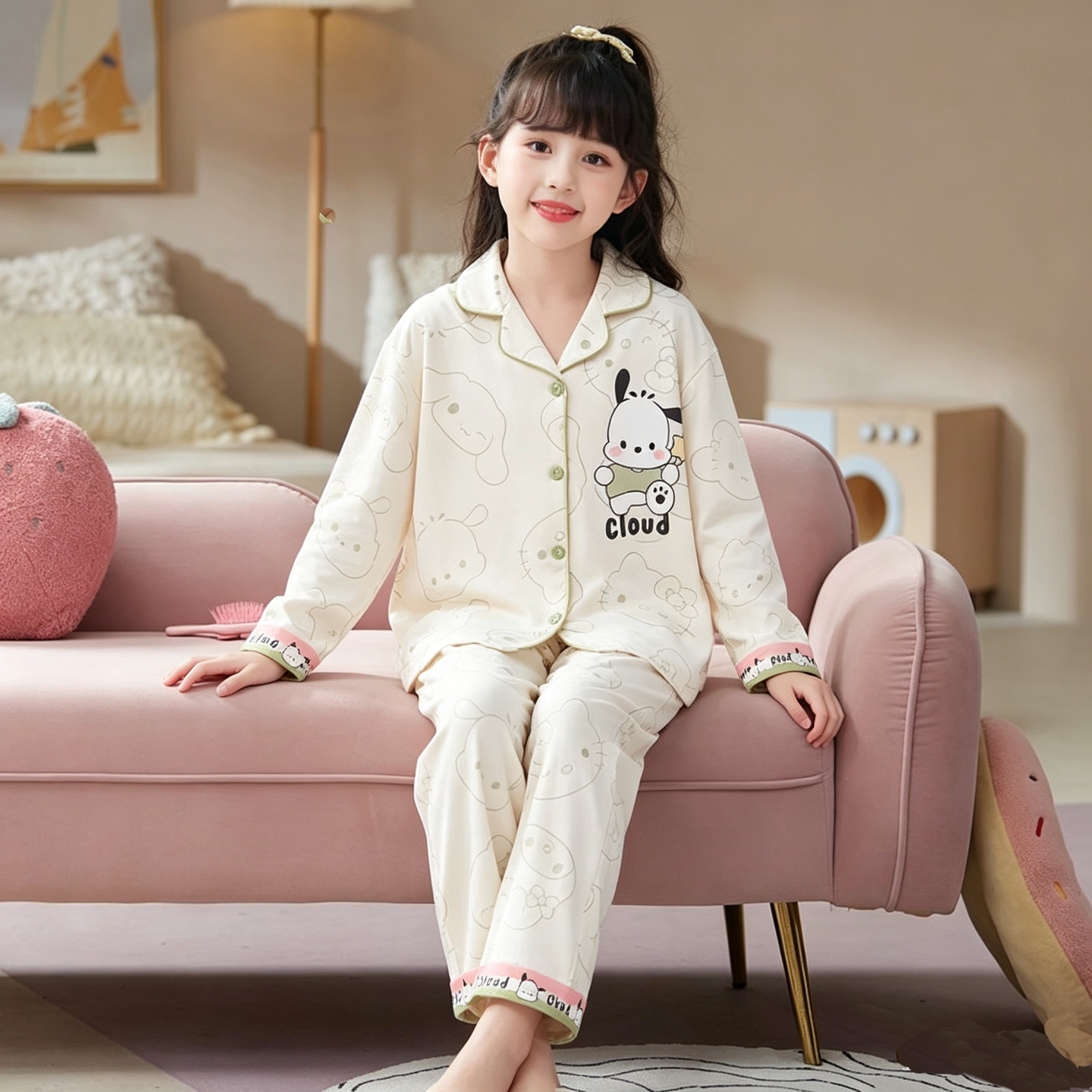 2026新款女童睡衣儿童春秋季纯棉长袖套装女孩大童洋气亲子家居服