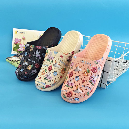 温突包头软底平跟洞洞鞋