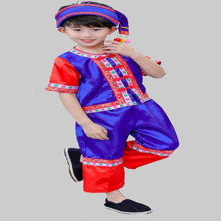 儿童纳西族演出服装男童少数民族纳西族女孩表演服装纳西族舞蹈服
