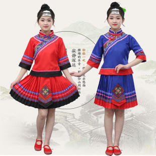 儿童56个民族演出服男女童德昂族表演服装幼儿葫芦丝演奏服民族服