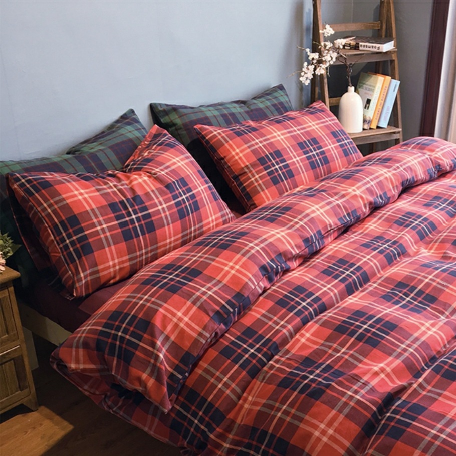 全棉法兰绒枕套30x50 35x50 35x55儿童婴儿小号格子信封式枕头套