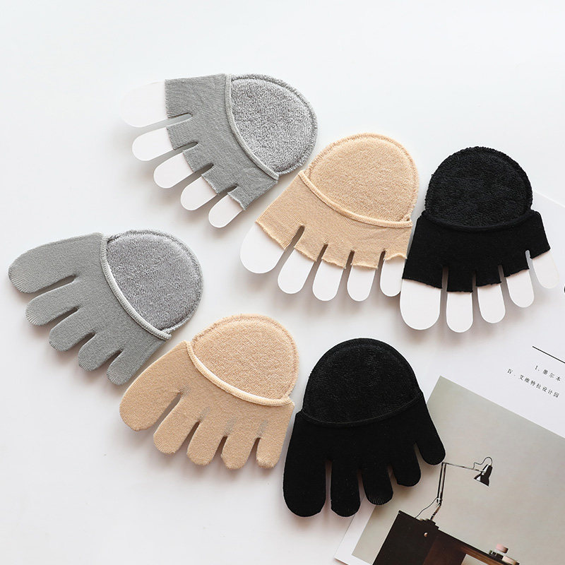 夏季新品超薄五指袜套女丝袜分脚趾半码垫防磨吸汗透气前脚掌露趾