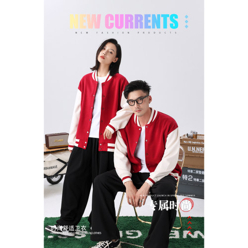 时尚休闲加绒棒球服定制logo