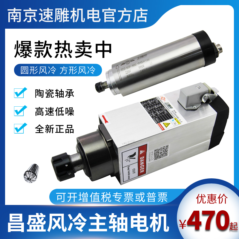 昌盛王建南雕刻机主轴电机圆方形风冷800W/1.5/2.2/3.5/4.5/6KW